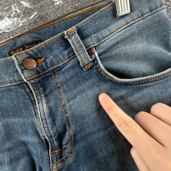 Nudie Jeans Men Denim Jeans 31x32 Tight Terry Steel Navy Stretch ACTL 31X31 - Picture 14 of 16